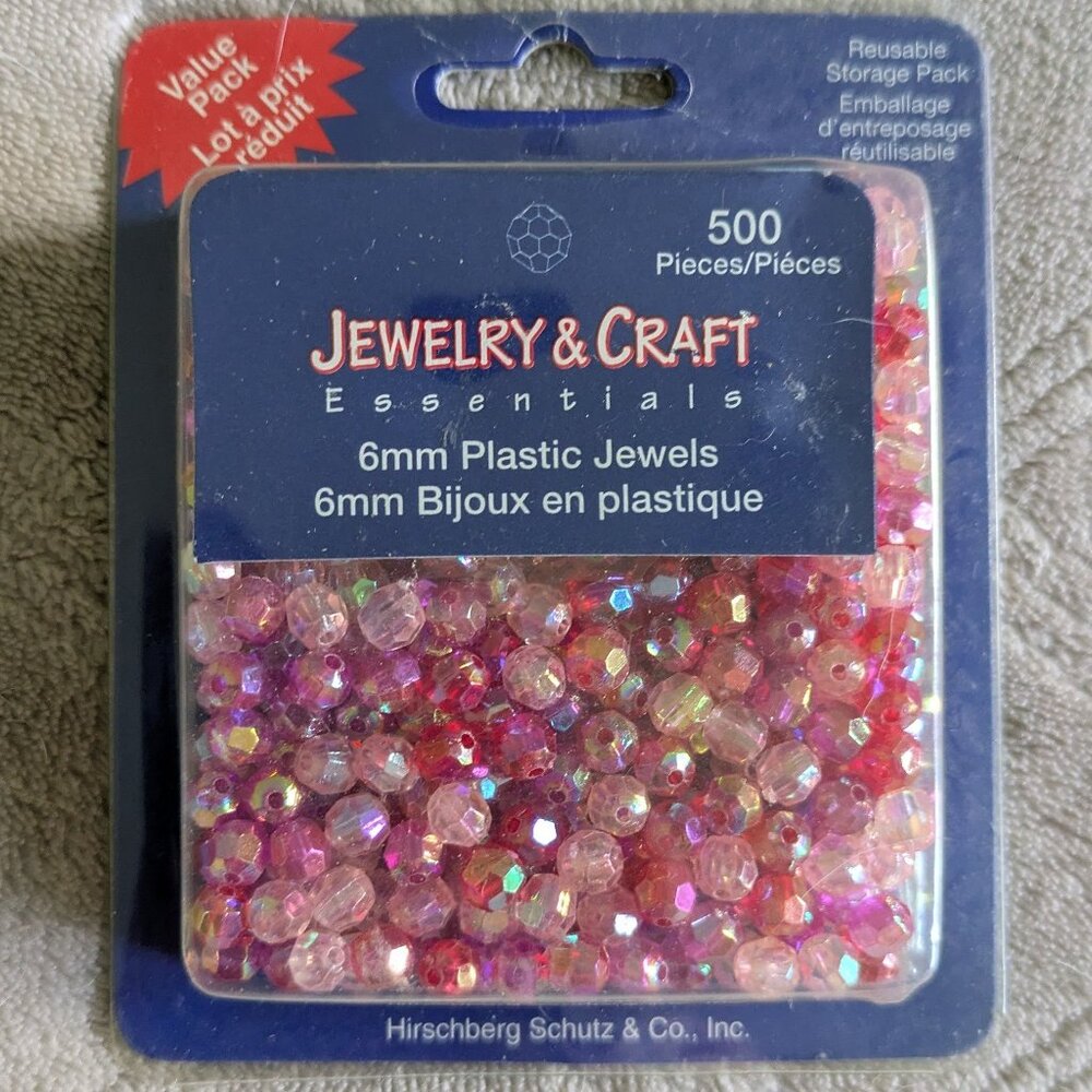 NWT! 500pc 6mm Faceted Rondelle Beads in Pink by Jewelry & Craft Essentials